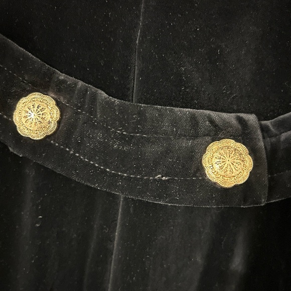 VTG Brittany Bay by Bernard Casual Women S Black Velvet Maxi Trench Coat Witchy - Picture 10 of 14